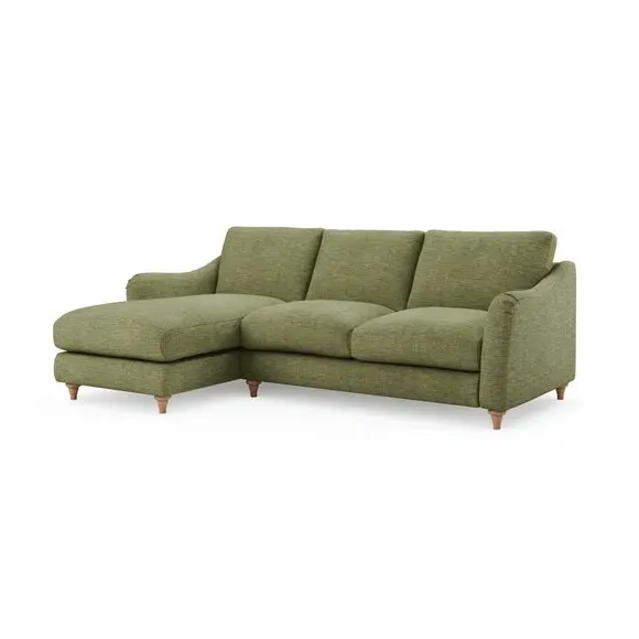 Corner Chaise with Curved Arms - Green, Faux Linen