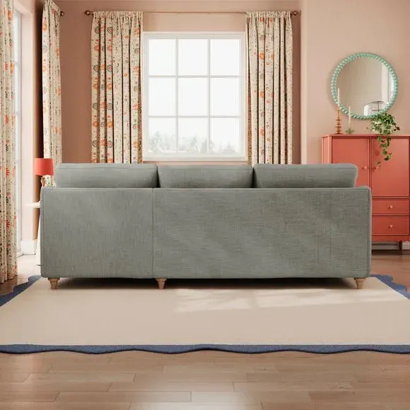 Corner Chaise with Curved Arms - Grey, Faux Linen