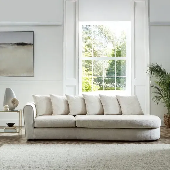 Corner Chaise with Curved Arms - Natural, Chenille