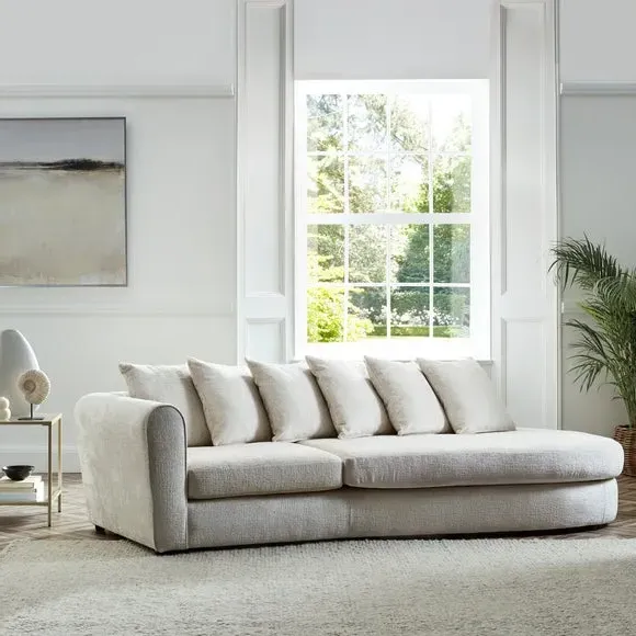 Corner Chaise with Curved Arms - Natural, Chenille