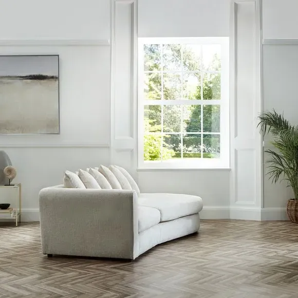 Corner Chaise with Curved Arms - Natural, Chenille