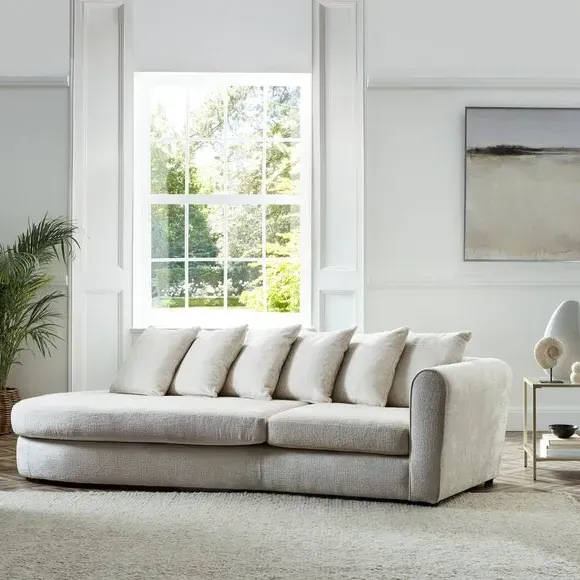 Corner Chaise with Curved Arms - Natural, Chenille