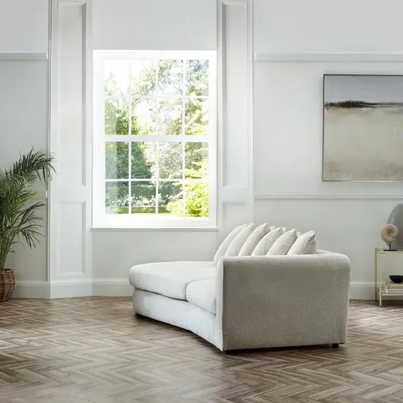 Corner Chaise with Curved Arms - Natural, Chenille