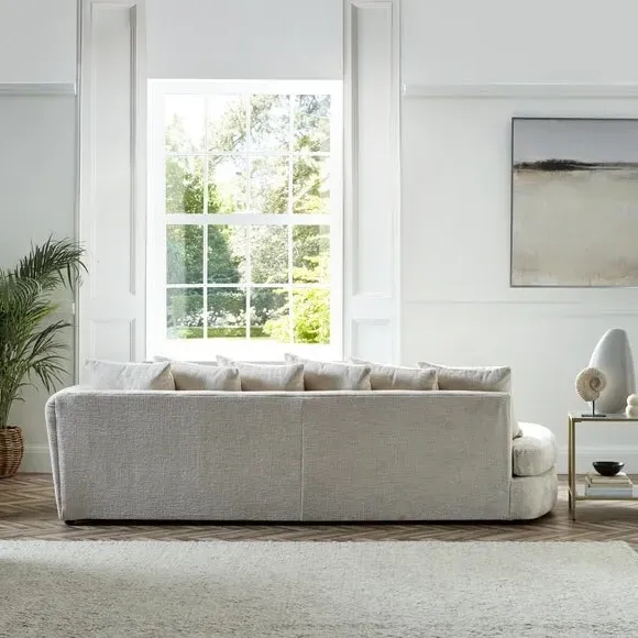 Corner Chaise with Curved Arms - Natural, Chenille