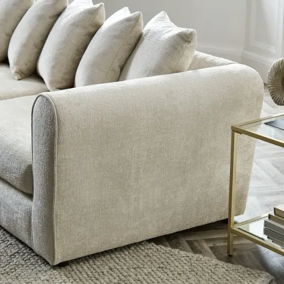 Corner Chaise with Curved Arms - Natural, Chenille