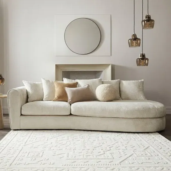 Corner Chaise with Curved Arms - Natural, Chenille