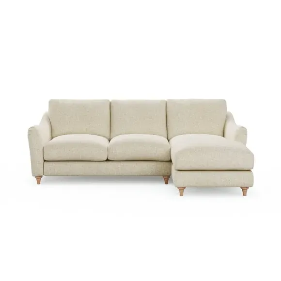 Corner Chaise with Curved Arms - Natural, Faux Linen