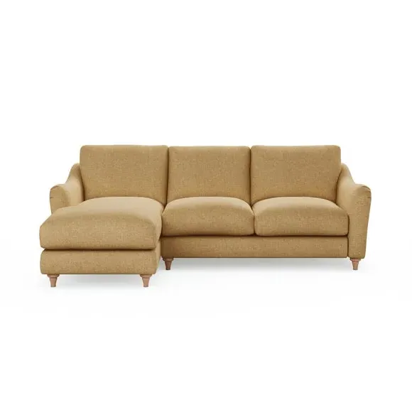 Corner Chaise with Curved Arms - Ochre, Faux Linen