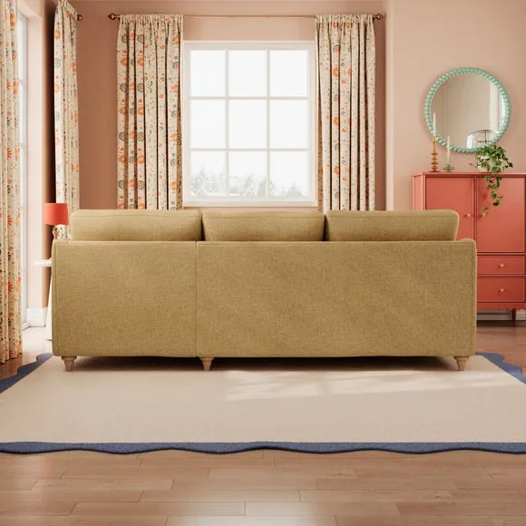 Corner Chaise with Curved Arms - Ochre, Faux Linen