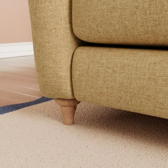 Corner Chaise with Curved Arms - Ochre, Faux Linen