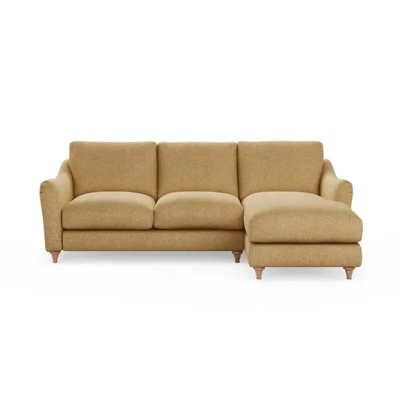 Corner Chaise with Curved Arms - Ochre, Faux Linen
