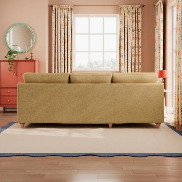 Corner Chaise with Curved Arms - Ochre, Faux Linen