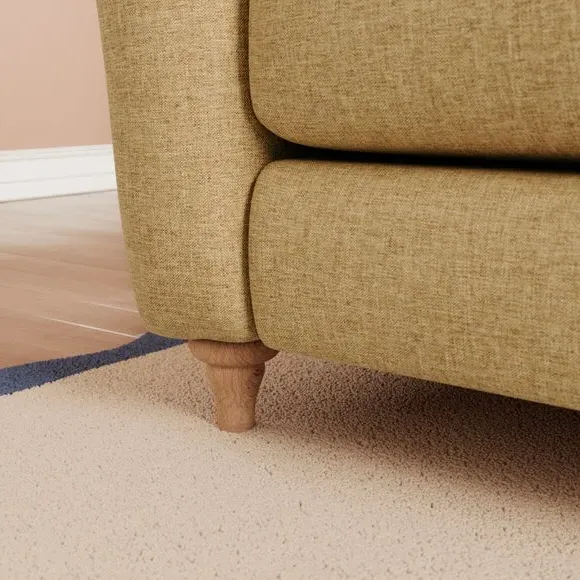 Corner Chaise with Curved Arms - Ochre, Faux Linen