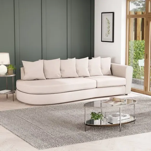 Corner Chaise with Scatter Back - Natural, Fabric