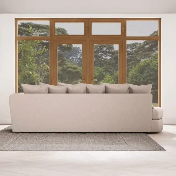 Corner Chaise with Scatter Back - Natural, Fabric