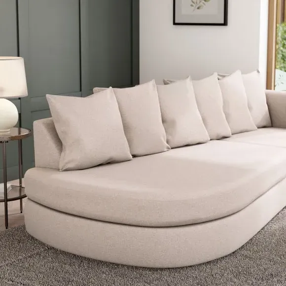 Corner Chaise with Scatter Back - Natural, Fabric