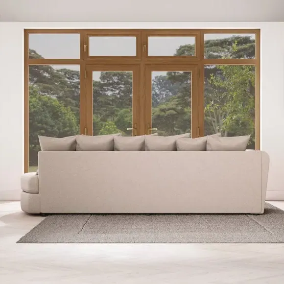 Corner Chaise with Scatter Back - Natural, Fabric