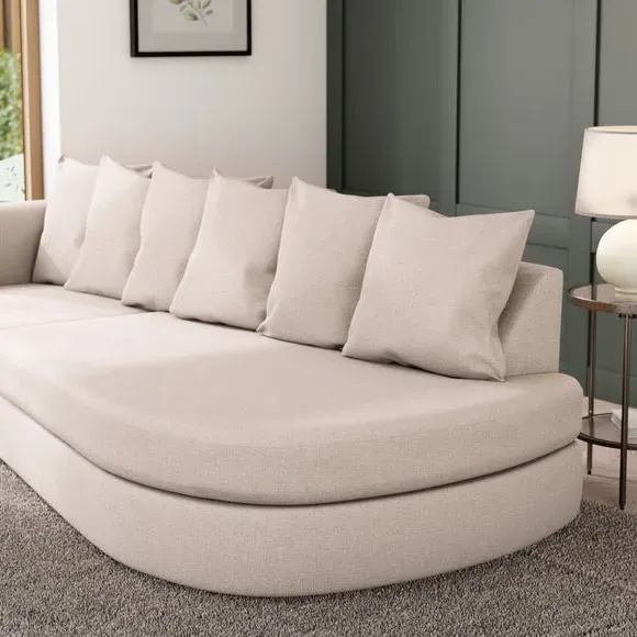 Corner Chaise with Scatter Back - Natural, Fabric