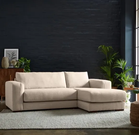Corner Chaise with Storage - Natural, Fabric