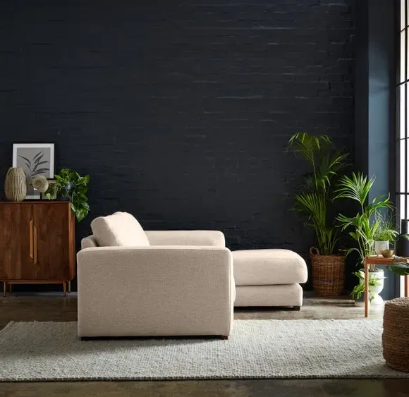 Corner Chaise with Storage - Natural, Fabric