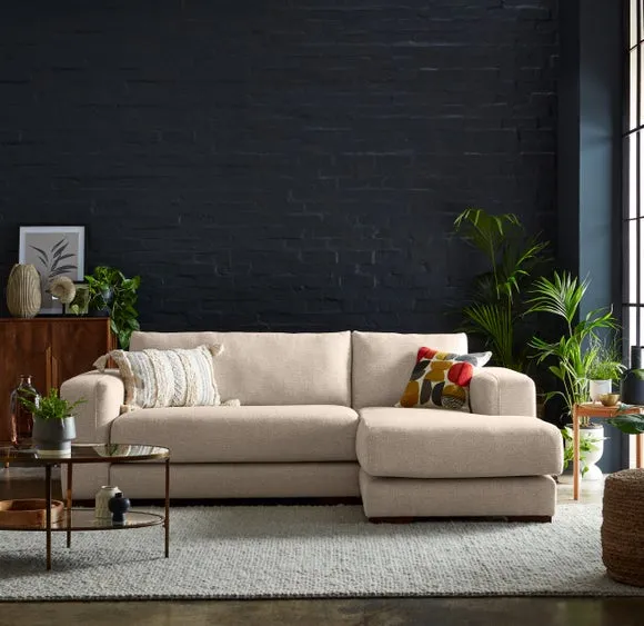 Corner Chaise with Storage - Natural, Fabric