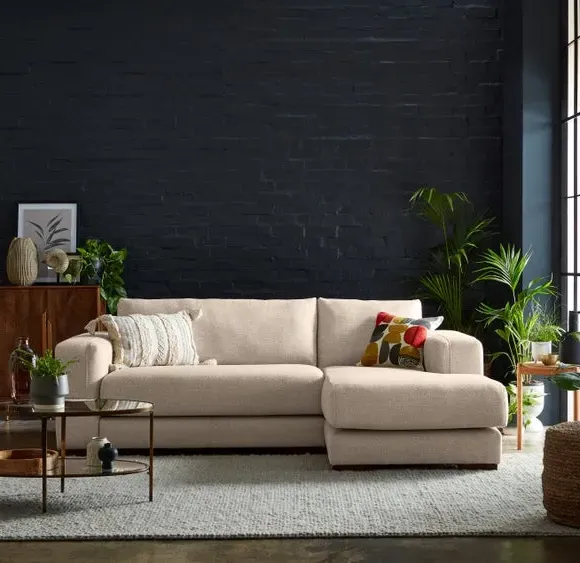 Corner Chaise with Storage - Natural, Fabric