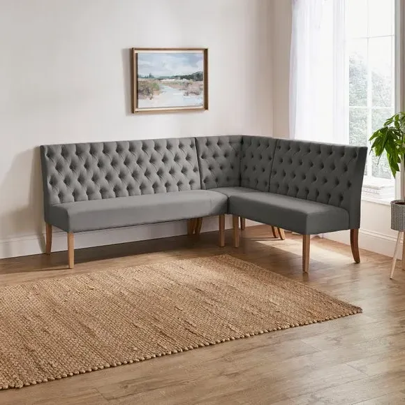 Corner Dining Bench with Backrest - Charcoal