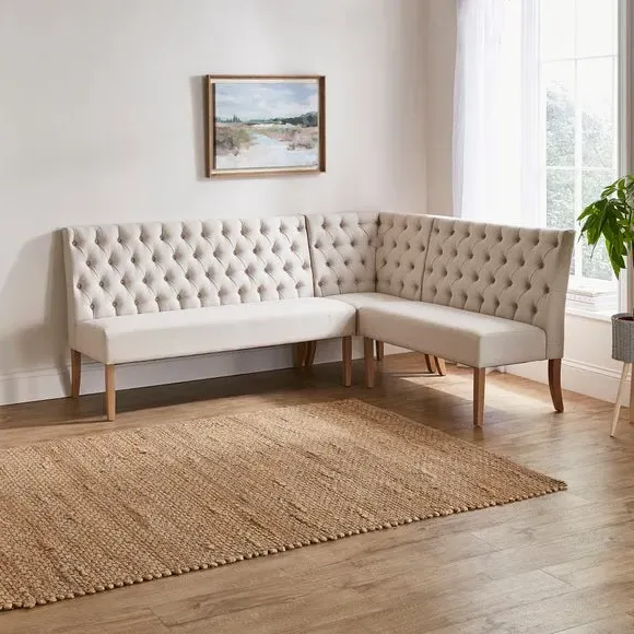 Corner Dining Bench with Backrest - Natural