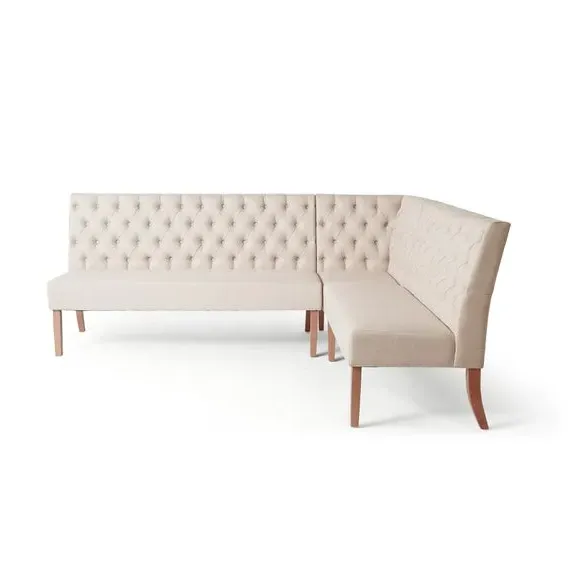 Corner Dining Bench with Backrest - Natural