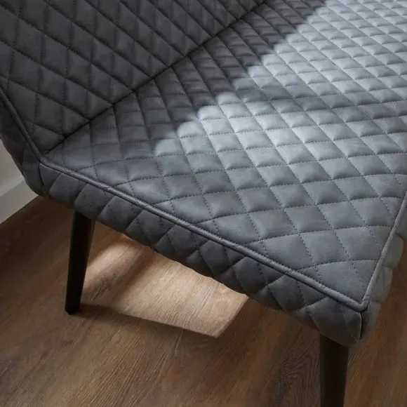 Corner Dining Bench with Diamond Stitch - Grey