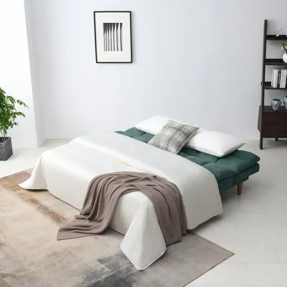 Corner Double Sofa Bed with Chaise - Emerald, Fabric
