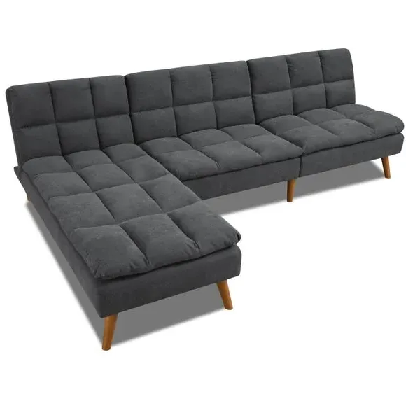 Corner Double Sofa Bed with Chaise - Slate, Fabric
