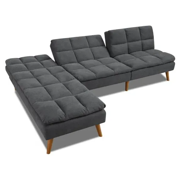 Corner Double Sofa Bed with Chaise - Slate, Fabric