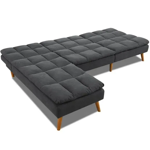 Corner Double Sofa Bed with Chaise - Slate, Fabric