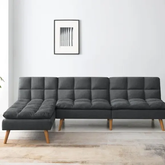 Corner Double Sofa Bed with Chaise - Slate, Fabric
