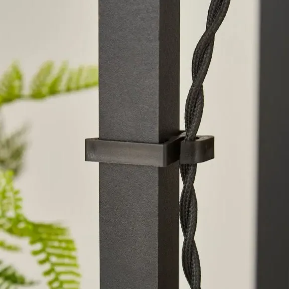 Corner Floor Lamp with Shelves - Black