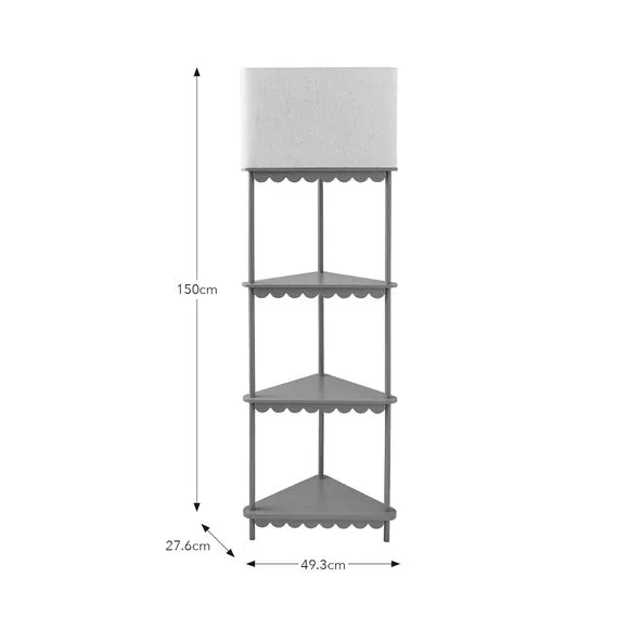 Corner Floor Lamp with Shelves - Lilypad, Metal