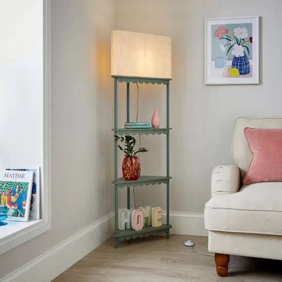 Corner Floor Lamp with Shelves - Lilypad, Metal image