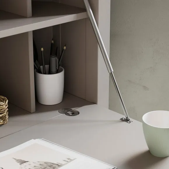 Corner Hideaway Desk with Storage - Stone, Oak