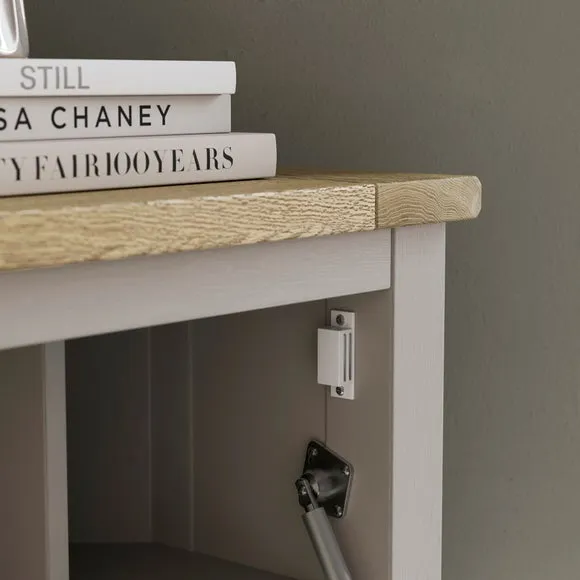 Corner Hideaway Desk with Storage - Stone, Oak