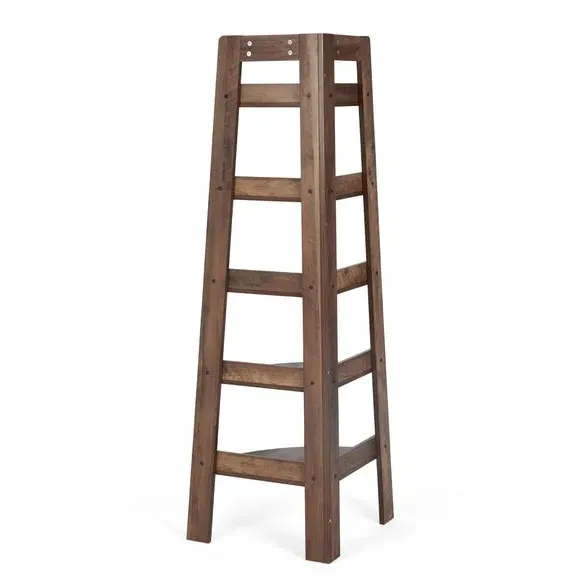 Corner Ladder Shelf with 5 Shelves - Pine