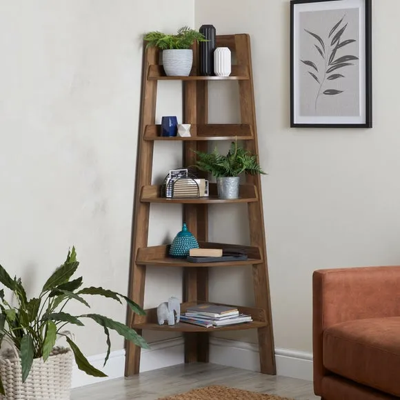 Corner Ladder Shelf with 5 Shelves - Pine image