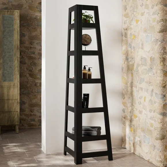 Corner Ladder Shelf with 5 Tiers - Black Mango