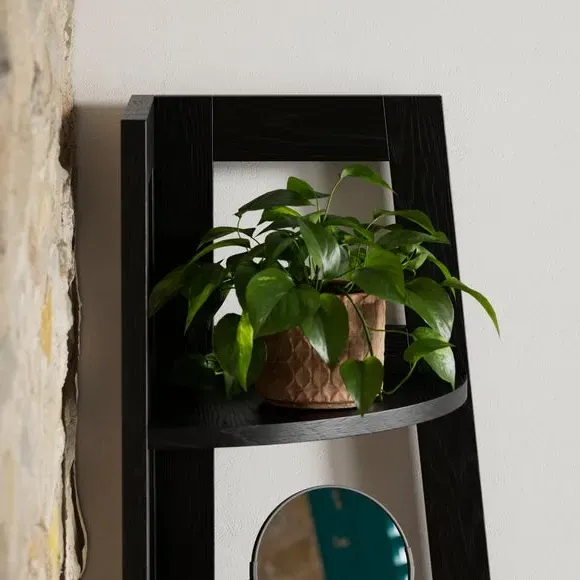 Corner Ladder Shelf with 5 Tiers - Black Mango