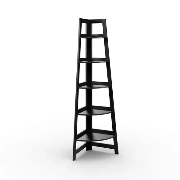 Corner Ladder Shelf with 5 Tiers - Black Mango