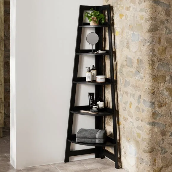 Corner Ladder Shelf with 5 Tiers - Black Mango image