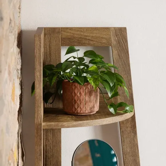 Corner Ladder Shelf with 5 Tiers - Mango Wood