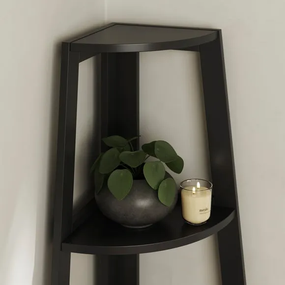 Corner Ladder Shelving Unit - Black, Wood