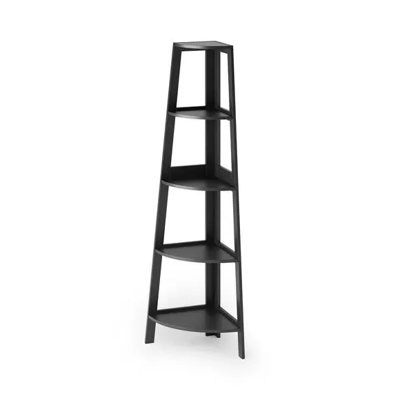 Corner Ladder Shelving Unit - Black, Wood