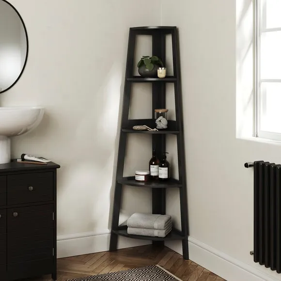 Corner Ladder Shelving Unit - Black, Wood image
